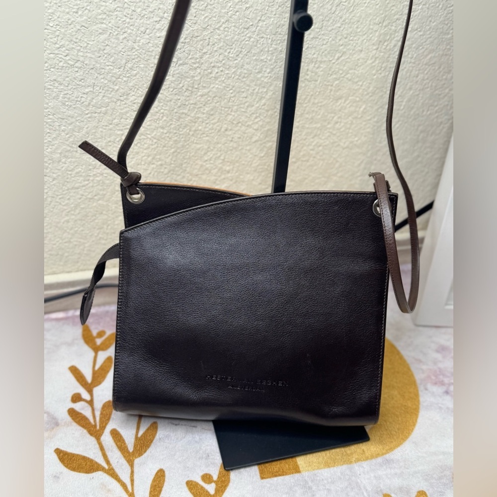 Vintage Hester van Eeghen Dark Brown Leather Crossbody Bag